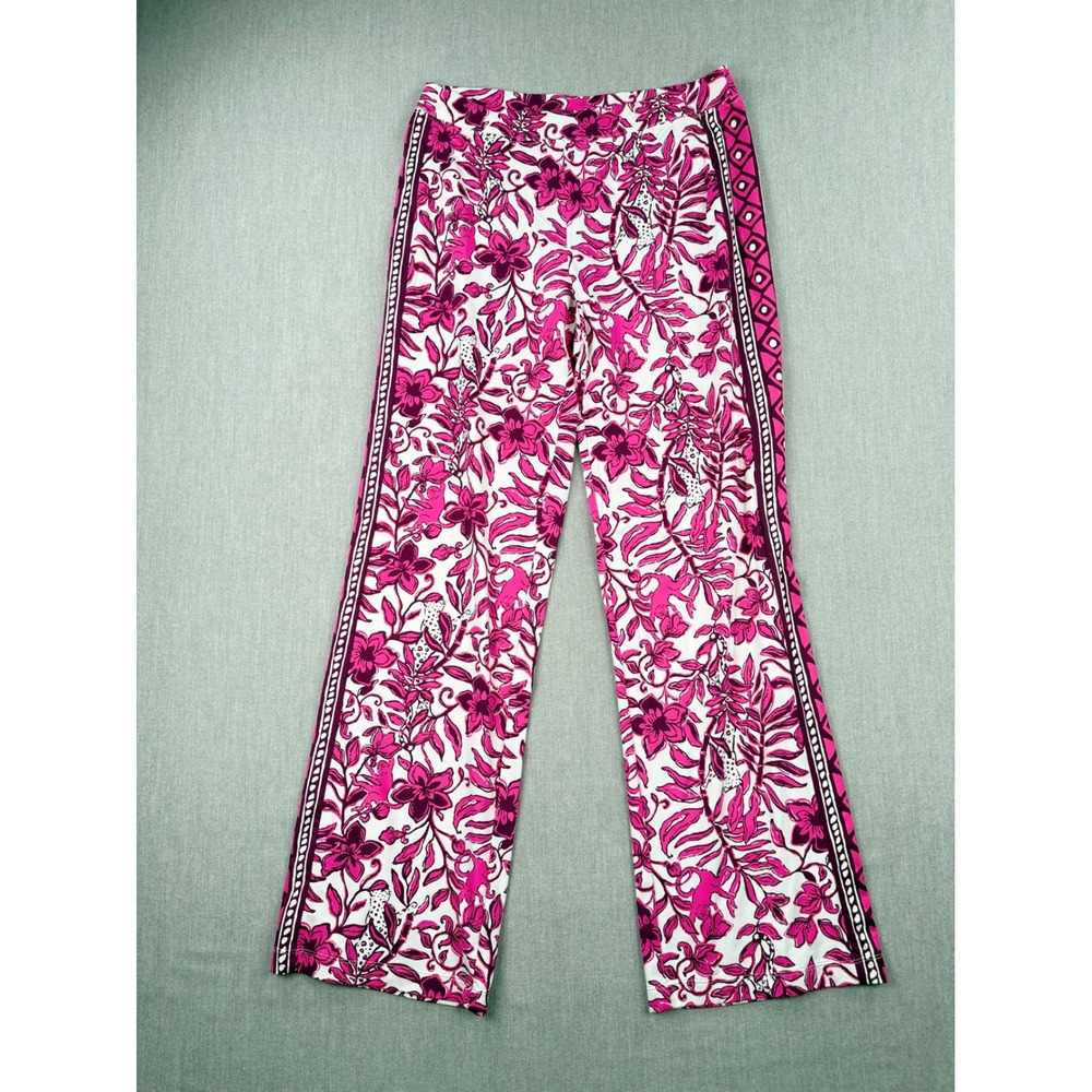Lilly Pulitzer Grenada ChillyLilly Pink Floral Print Wide Leg Pant Medium UPF 50